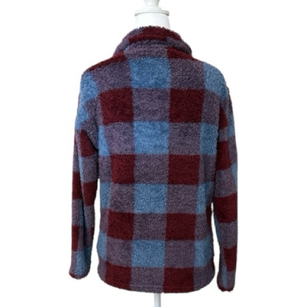 Eddie Bauer Ultra Plush Sherpa Fleece 1/4 Zip Buffalo Plaid Pullover S - Picture 4 of 6